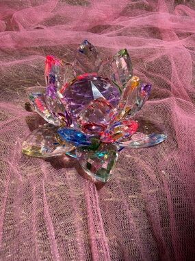 Crystal Lotus Flower Decorative Accent - Iridescent